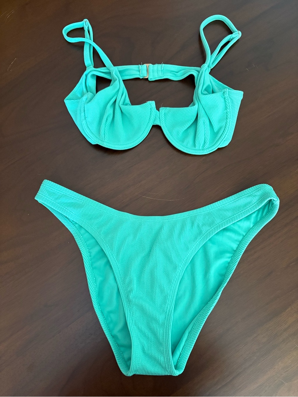 Jessica Simpson Aqua Green Ribbed Bikini Set